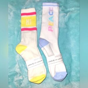 🆕️ Janie And Jack Ladies Crew Sock Bundle White Pastel Double Stripe Retro Look